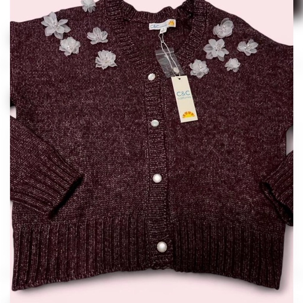 New Burgundy button on sweater